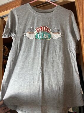 FRIENDS Central Perk Graphic Tee - Grey with Red & Teal Logo